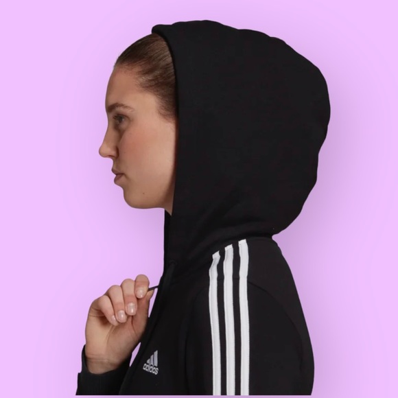 ADIDAS Essentials Fleece 3-Stripes Full-Zip Hoodie. Women’s L - Picture 4 of 6